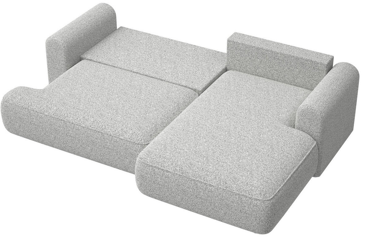 ECKSOFA Ovo Hellgrau Webstoff-Bezug - Hellgrau/Schwarz, Kunststoff/Textil (165/260cm) - Selsey