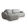 ECKSOFA MODENZA N L-S Hellgrau Boucle-Stoff mit Schlaffunktion - Hellgrau, Holz (266/148cm) - MASSENO