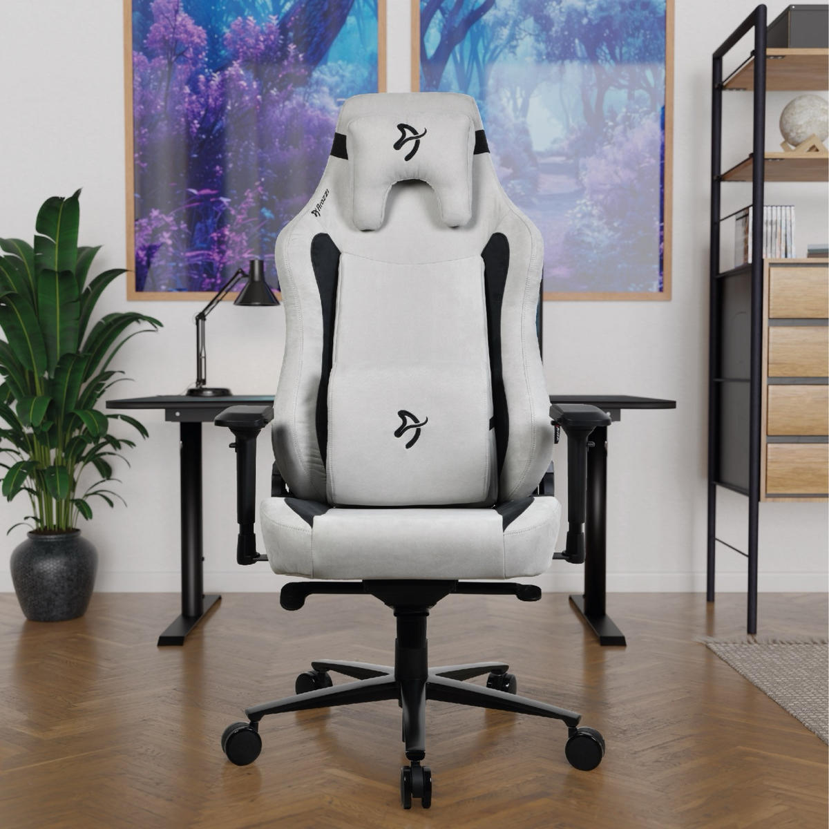 GAMINGSTUHL Vernazza XL Supersoft™ Hellgrau - Hellgrau/Schwarz, Textil/Metall (76/138/53cm) - Arozzi