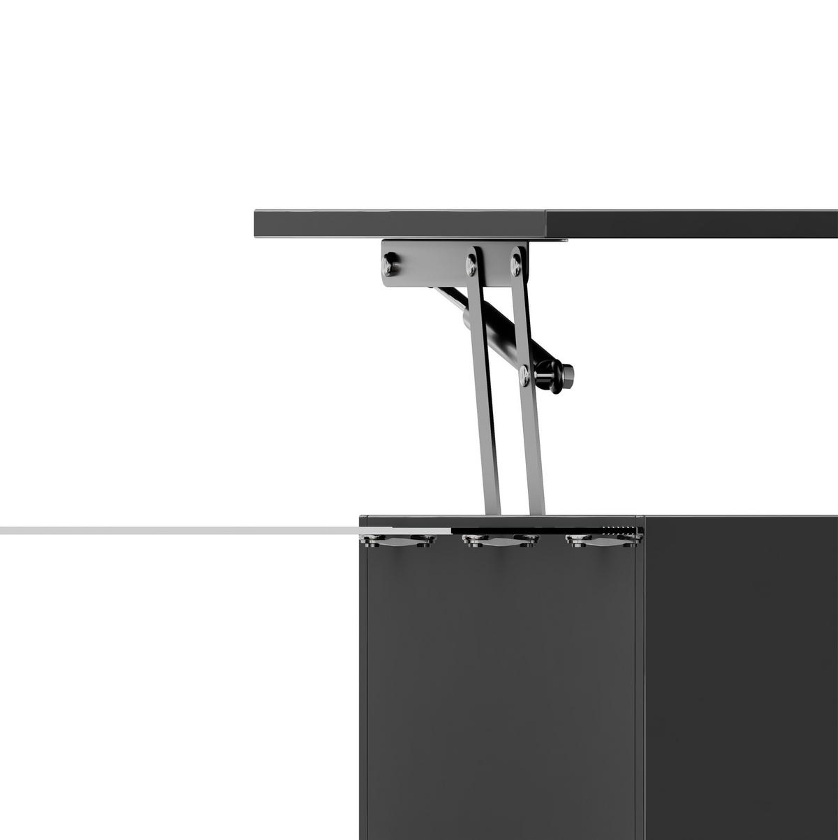 COUCHTISCH 100/50 cm Schwarz aus Spanplatte und Glas mit höhenverstellbarer Platte und LED - Schwarz, Holzwerkstoff (100/50/33cm) - OKMYHOME