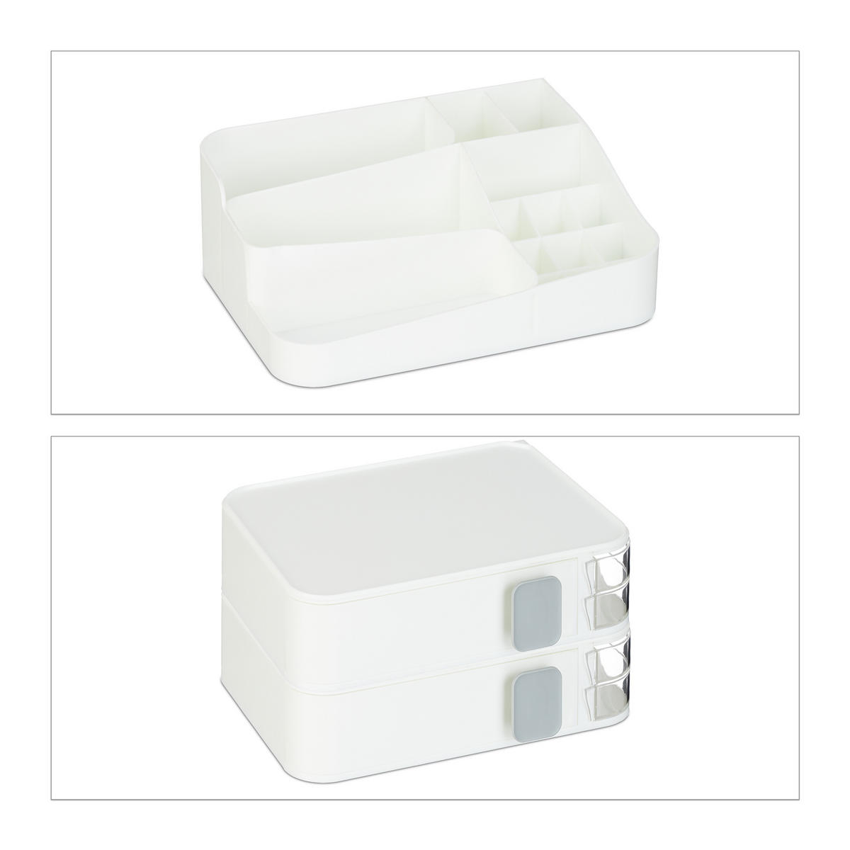 MAKE-UP-ORGANIZER - Weiß, Kunststoff (26/21.5/21cm) - Relaxdays