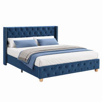 POLSTERBETT mit Lattenrost 160x200 cm Samt Blau - Blau, Metall (160/200cm) - Meubliv