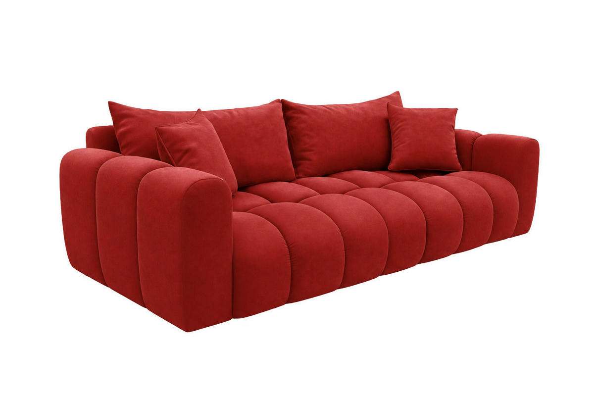 ROZKLÁDACÍ POHOVKA s úložným prostorem, velurová tkanina Bluvel, Vínová, COSMOPOLITAN - vínově červená, dřevo (240/97cm) - Kaiser Möbel