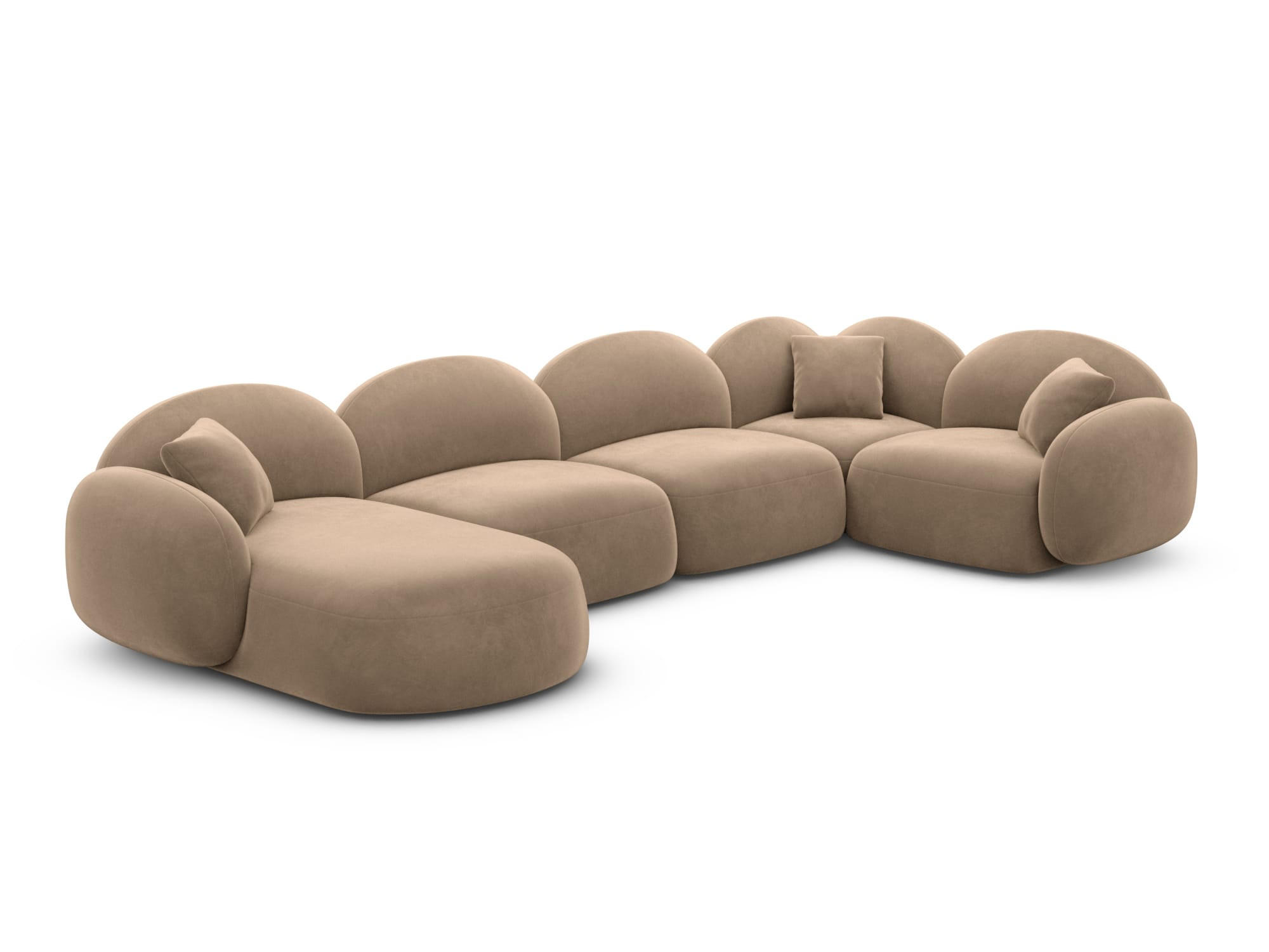 WOHNLANDSCHAFT Mirello U-Form Braun Samtstoff - Braun, Kunststoff (333/77/193cm)
