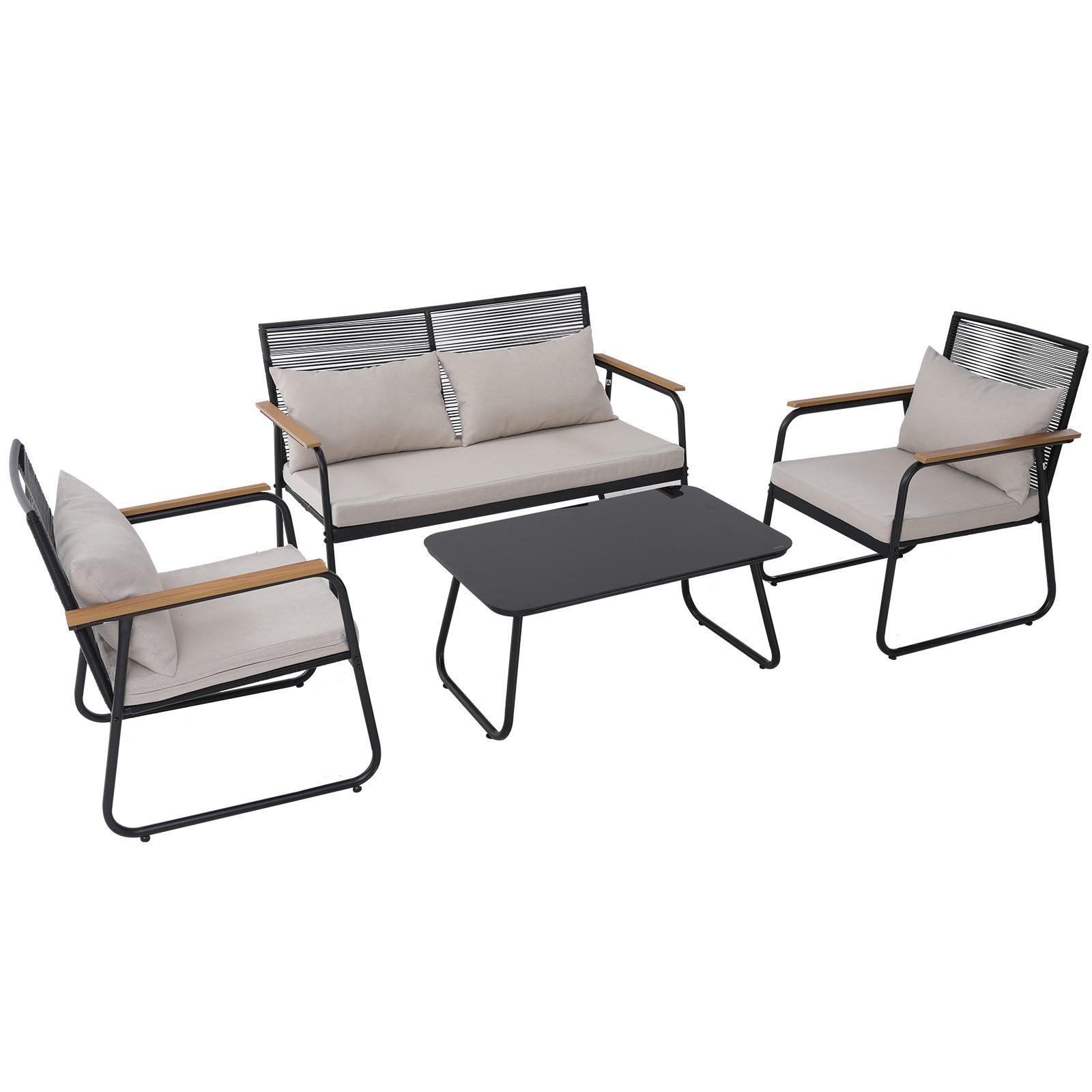 GARTENLOUNGE Set ,SF03 - Grau, Metall