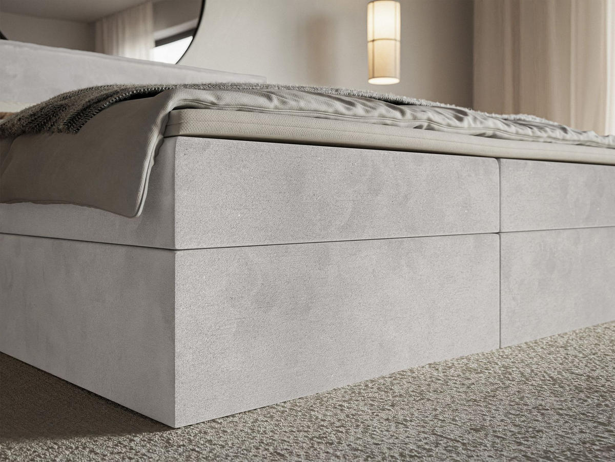 BOXBETT Softie Hellgrau Velours wasserabweisend 160x200 cm - Hellgrau, Textil (160/200cm) - Selsey
