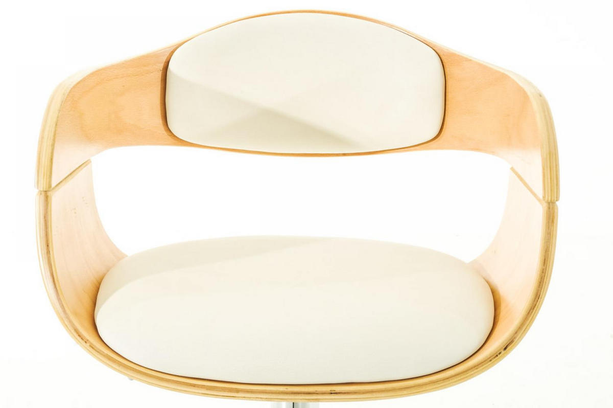 BARHOCKER 2er Set Lederlook natura/weiß - Eukalyptusholzfarben/Weiß, Textil/Metall (50/88/48cm) - CLP