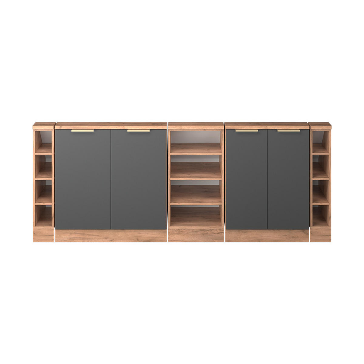 ŠATNÍ SESTAVA PRO ŠIKMÉ STŘECHY Rion Antracitově zlatý - antracitová, kompozitní dřevo (210/81.6/46cm) - Vicco