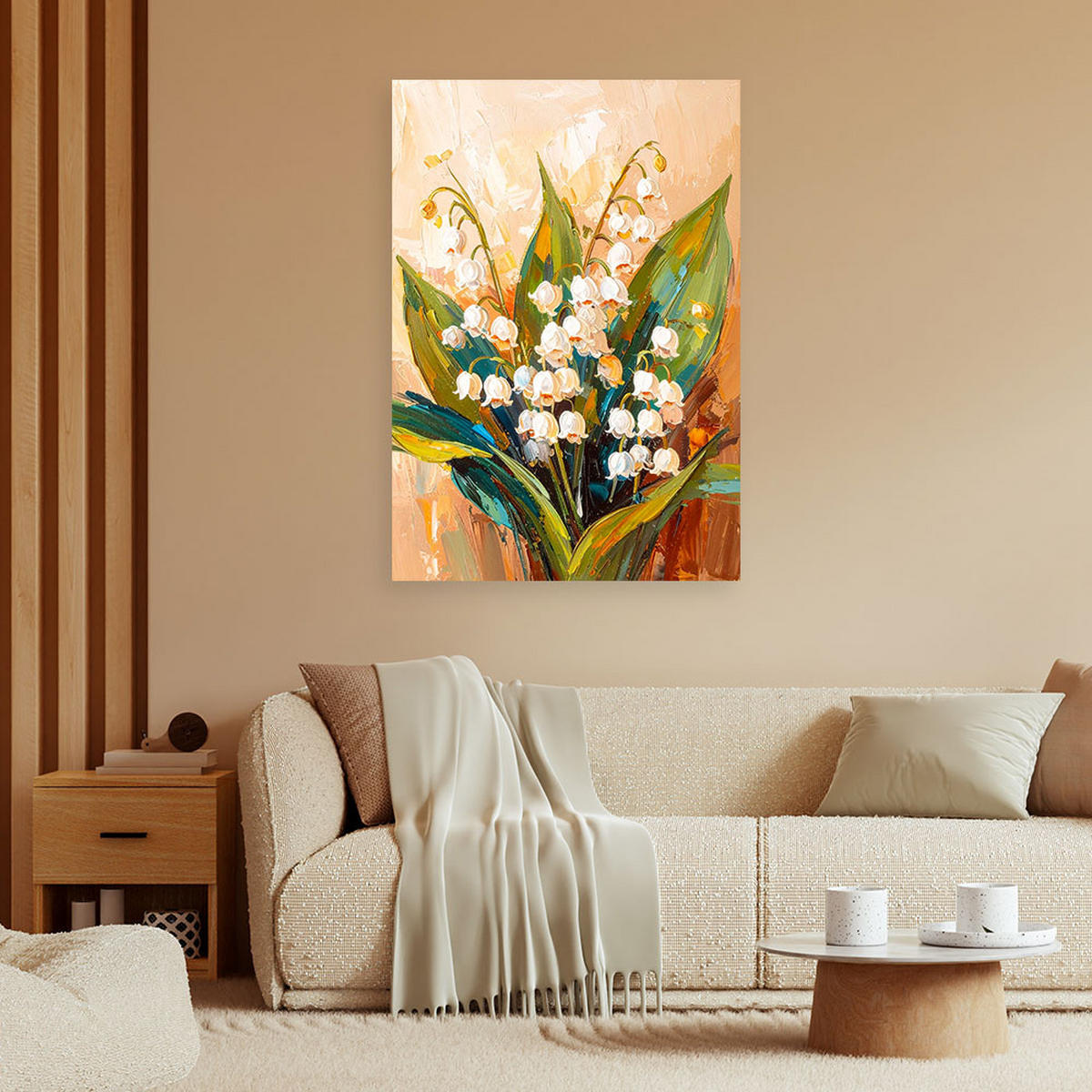 LEINWANDBILD Blumen 60x90cm - Beige, Textil (60/90cm) - Feeby