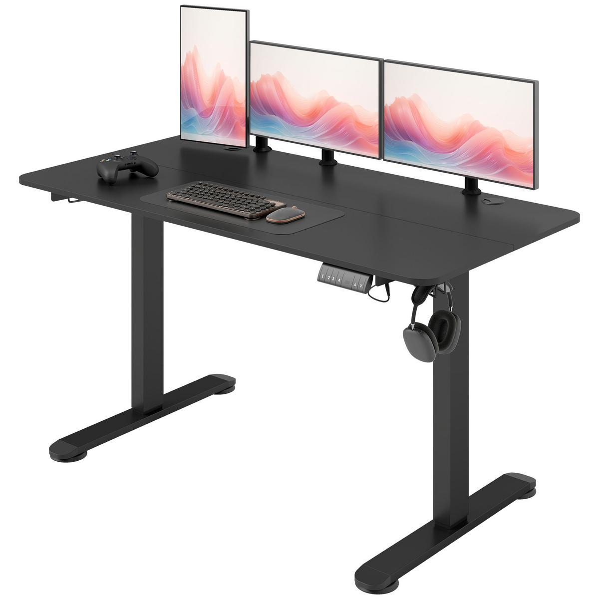 COMPUTERTISCH Schwarz elektrisch höhenverstellbar 140/70/116 cm - Schwarz, Holzwerkstoff (70/140/116cm) - PANGIVO