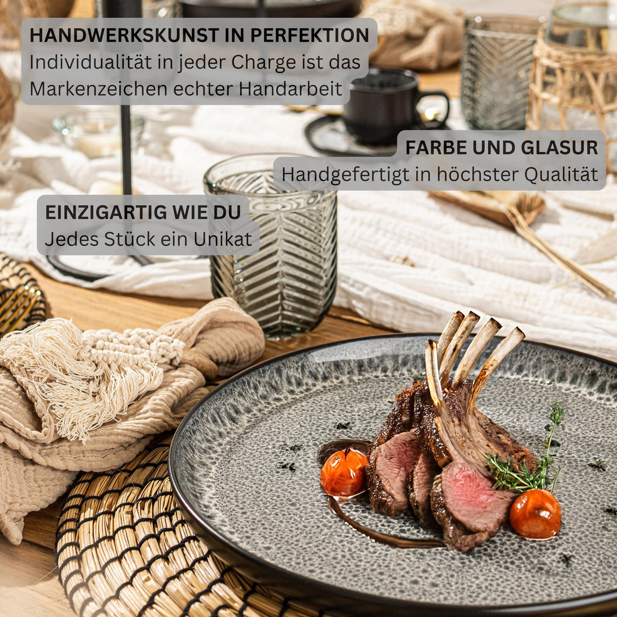 SPEISETELLER SET SYDNEY - 6 teilig aus Steingut - Grau, Keramik (17cm) - Sänger