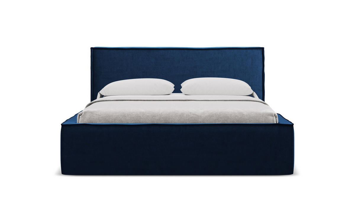 POLSTERBETT mit Bettkasten und Lattenrost 200x228 Blau - Blau/Schwarz, Kunststoff/Textil (180/200cm) - Makamii