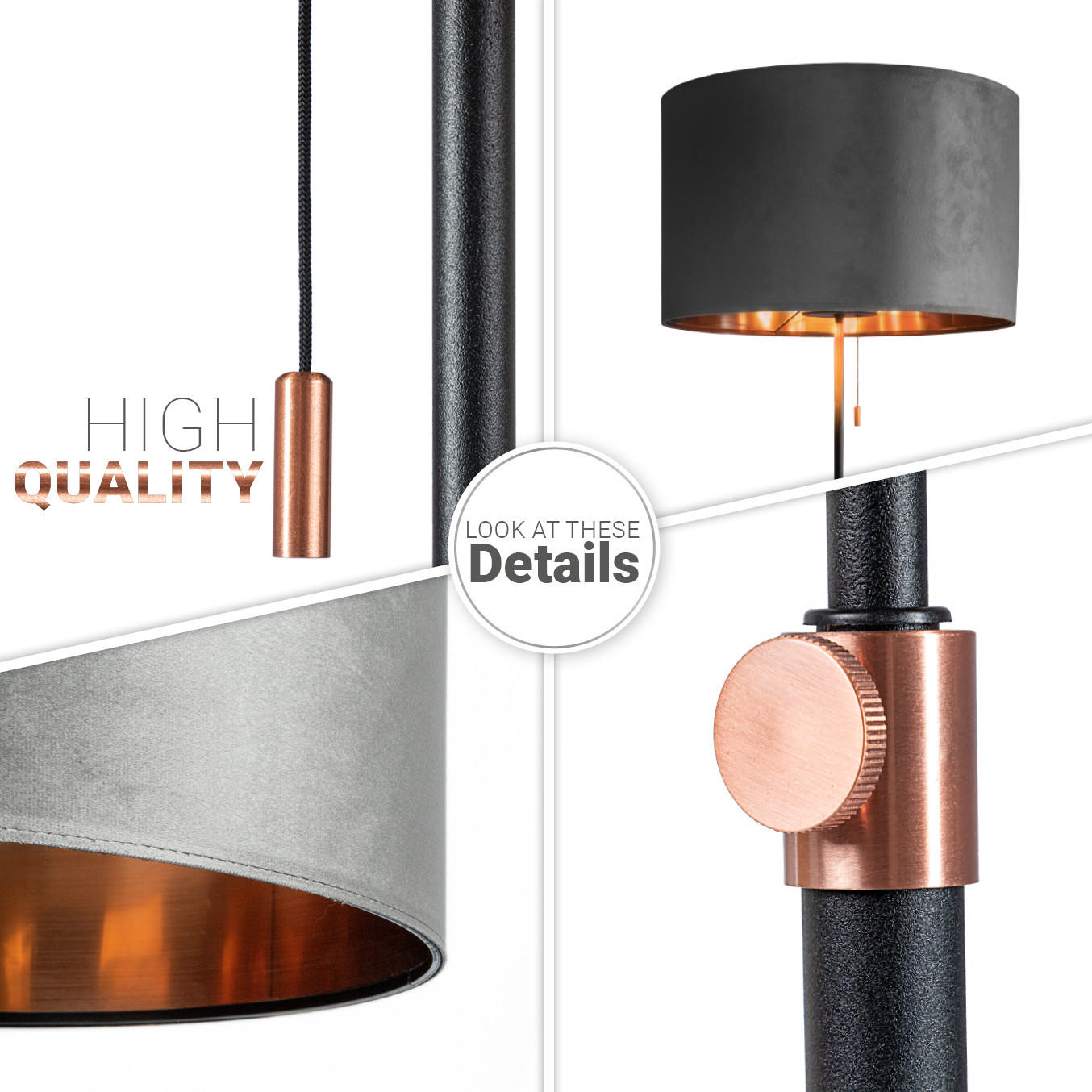 Thumbnail - Paco Home Stehleuchte, Hellgrau, Metall, 52.7x176.5x52.7 cm, Lampen & Leuchten, Innenbeleuchtung, Stehlampen, Stehlampen