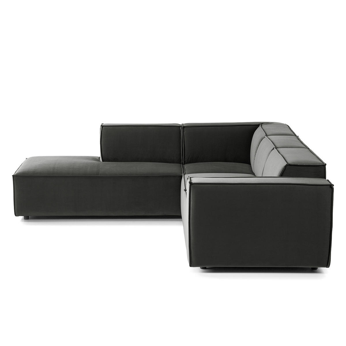 ECKSOFA mit Ottomane - Schwarz/Grau, Kunststoff/Textil (260/234cm) - home24