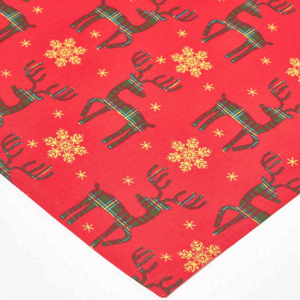 WEIHNACHTSSERVIETTEN Rentier, 4er-Set rote Stoffservietten 45/45 cm - Rot, Textil (45/45cm) - Homescapes