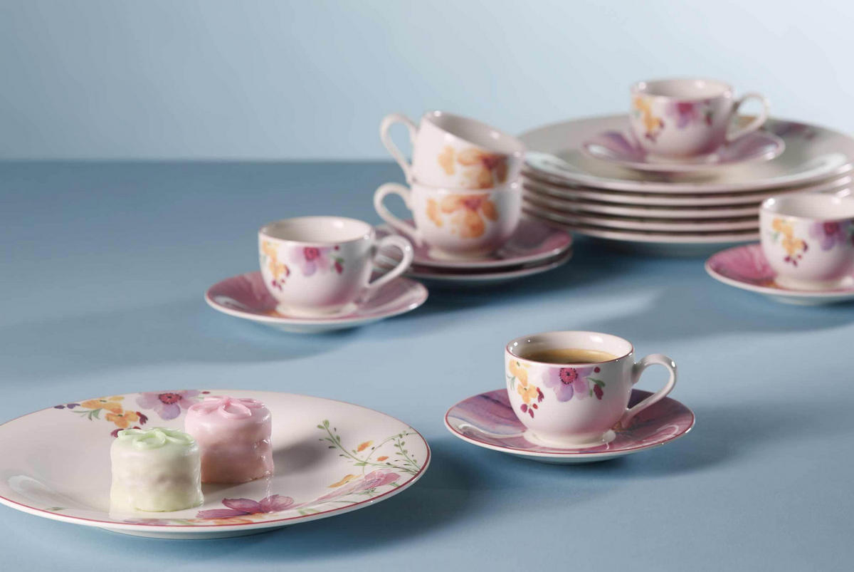 ESPRESSOSERVICE Mariefleur Basic bunt 18er Set - Multicolor, Keramik (1/1/1cm) - Villeroy & Boch