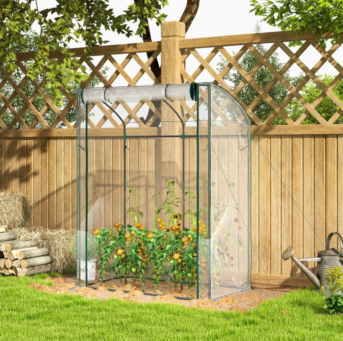 GEWÄCHSHAUS aus Kunststoff 128x70x170 cm Transparent mit Reißverschlusstür - Transparent, Kunststoff (70/170/128cm) - Modfu
