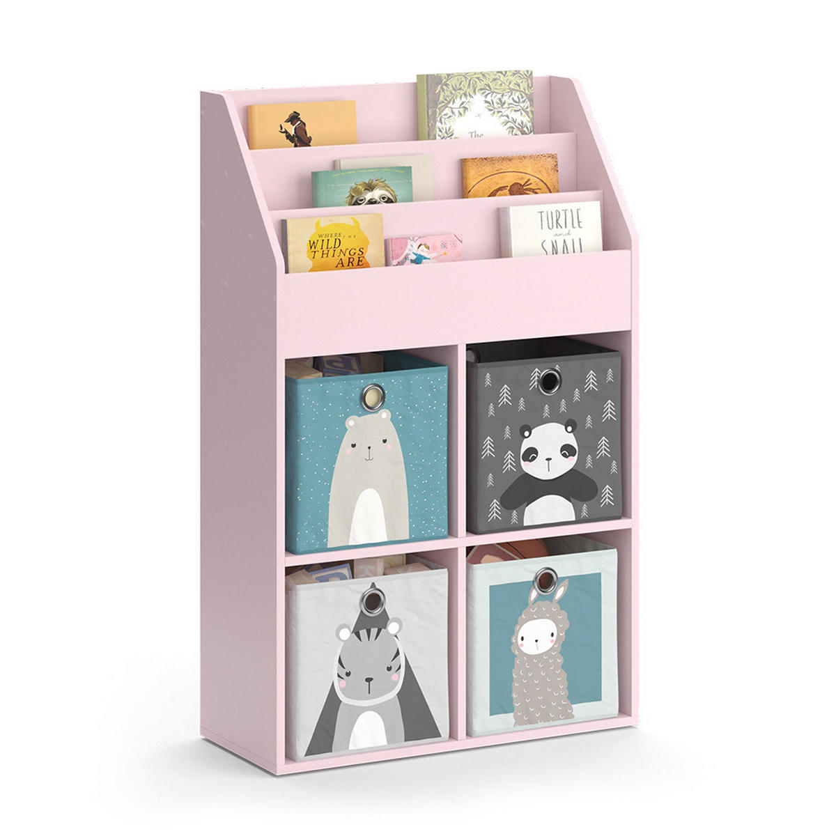 KINDERREGAL Luigi Rosa 72 x 114.2 cm mit 4 Faltboxen - Pink, Holzwerkstoff (72/114.2/31.2cm) - Vicco