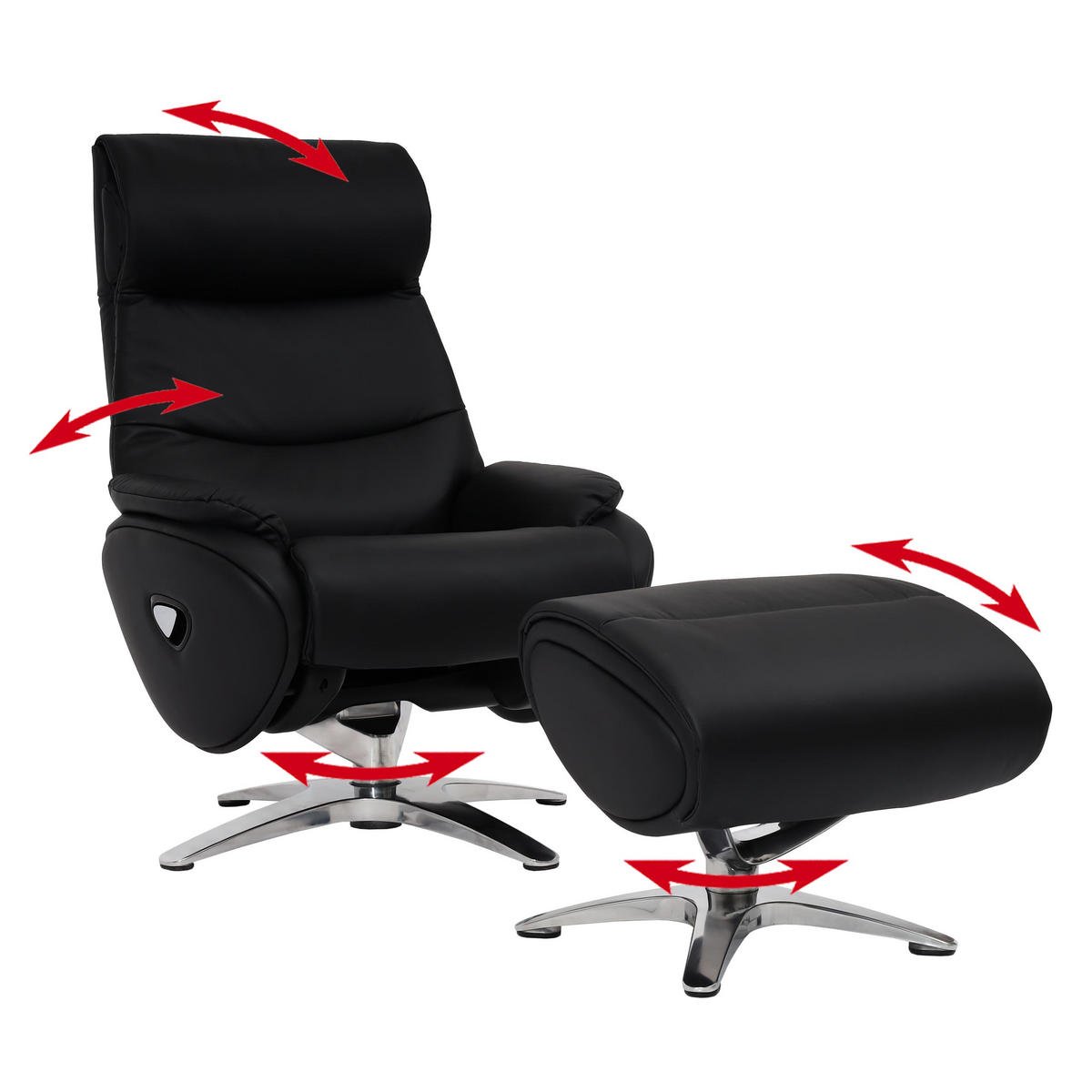 RELAXSESSEL MIT HOCKER Schwarz - Schwarz, Textil (117/110/77cm) - MCW