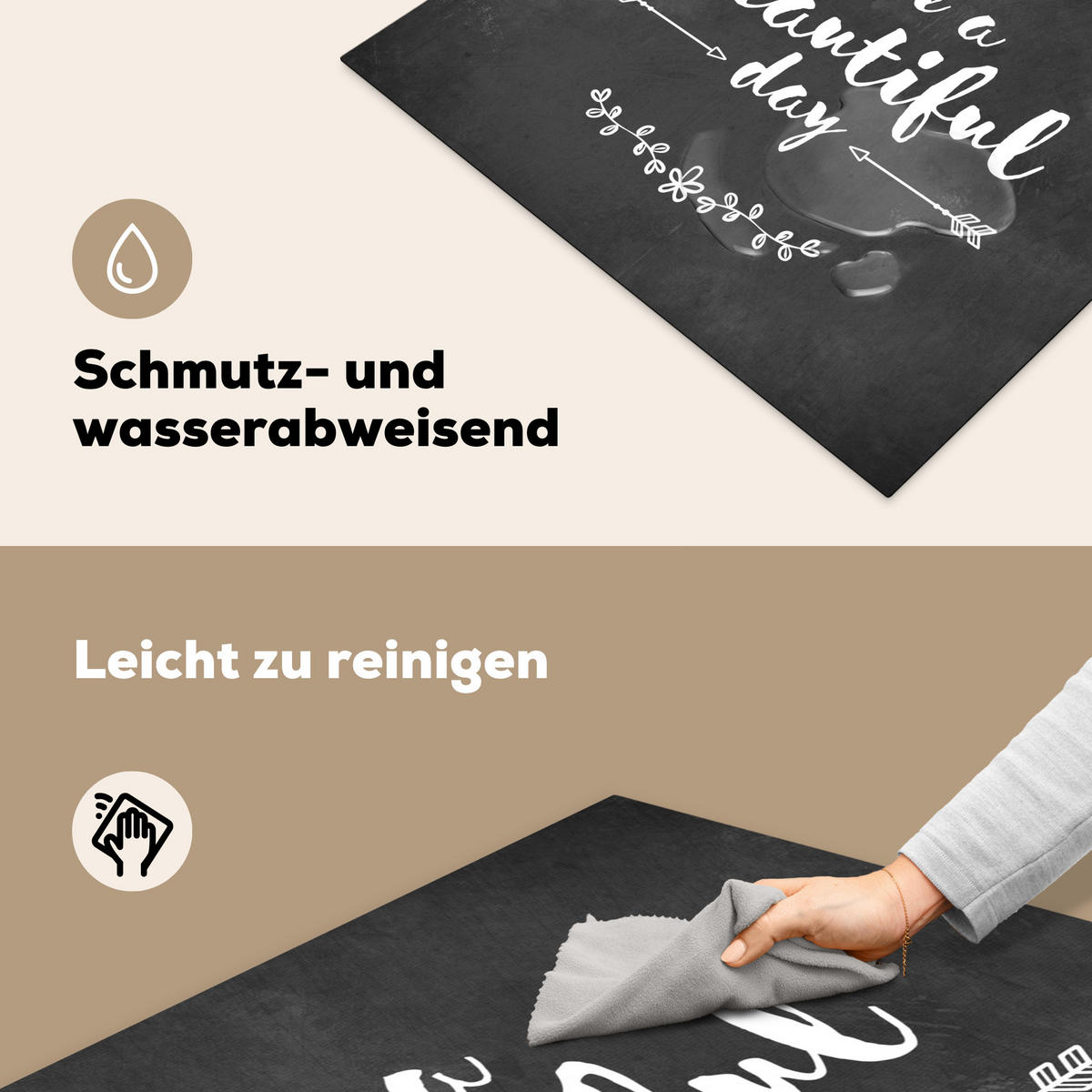 HERDABDECKPLATTE Zitat - Einen schönen Tag - Grau - Weiß Induktionsmatte 77x59 cm - Anthrazit, Kunststoff (77/59/0.2cm) - MuchoWow
