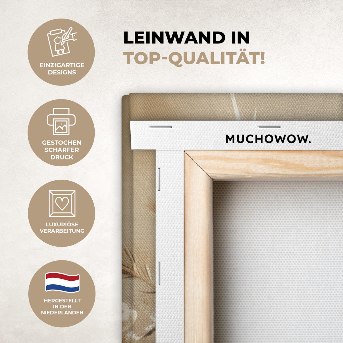 LEINWANDBILD Blumen - Vase - Stilleben - Beige Wanddeko 40x60 cm - Creme, Textil (40/60cm) - MuchoWow