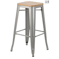 BARHOCKER 4er-Set Holz Grau - Grau, Holz (43/75/43cm) - Nordlys