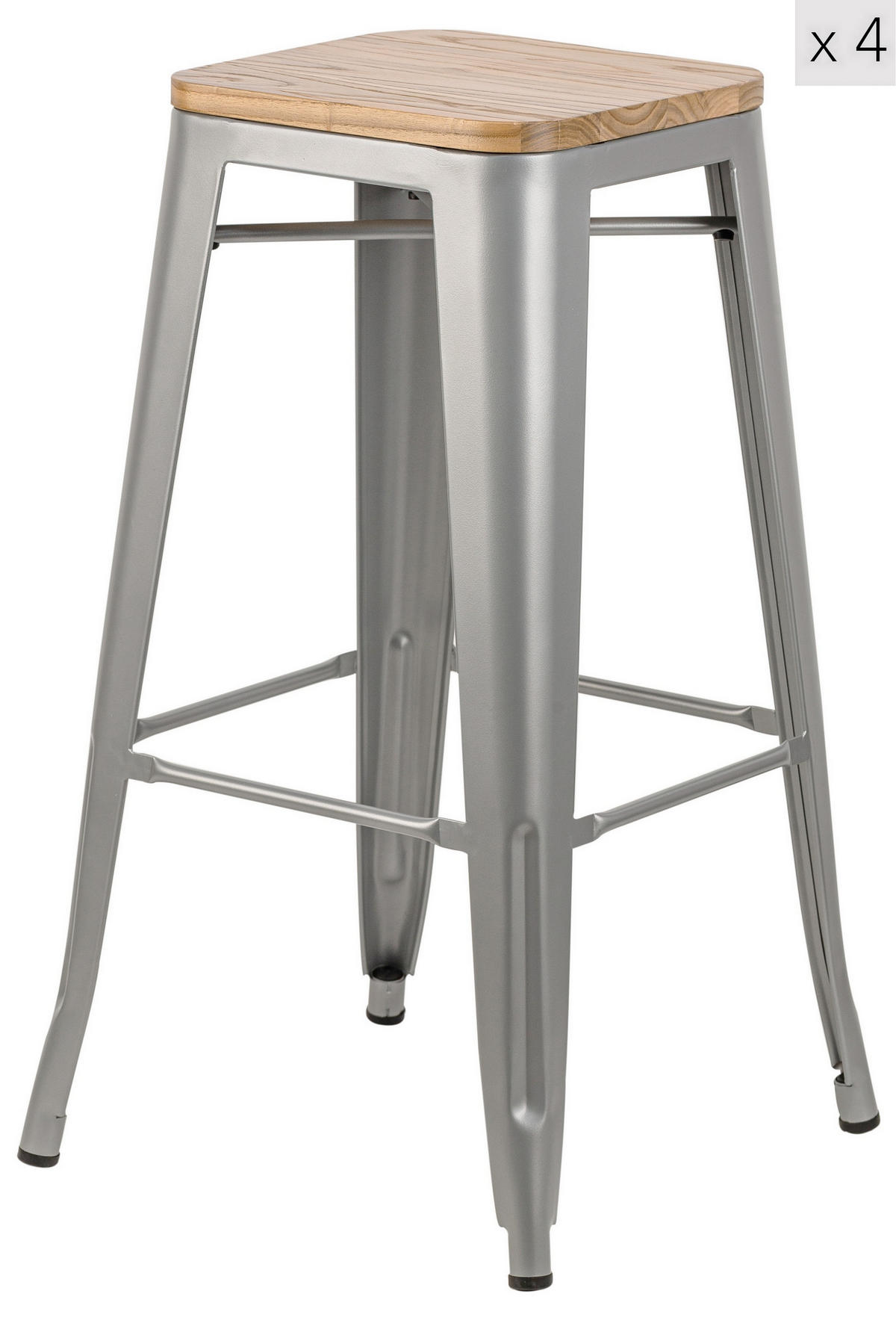 BARHOCKER 4er-Set Holz Grau - Grau, Holz (43/75/43cm) - Nordlys