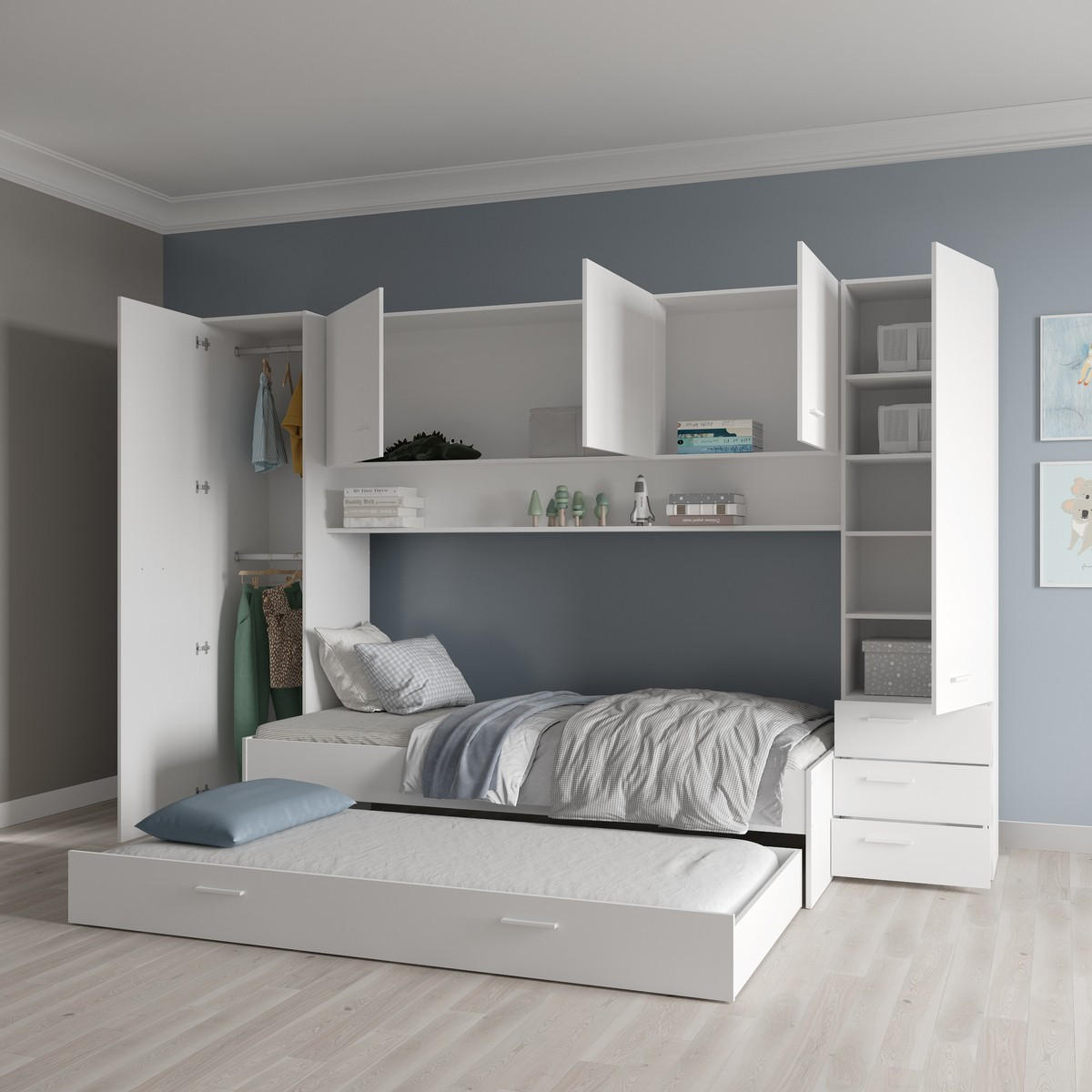 BETTKASTEN weiß 198,4/93/21,9 cm - Weiß, Holzwerkstoff (200/90cm) - Calicosy