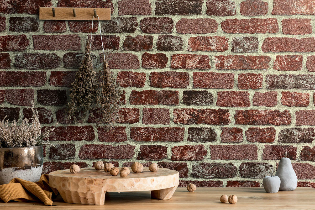 VLIESTAPETE Steinoptik Tapete rot - Rot, Papier (53/1005cm) - marburg