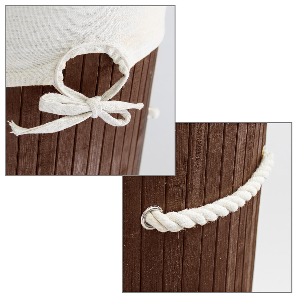 WÄSCHEKORB - Braun, Holz/Textil (41/65/41cm) - Relaxdays