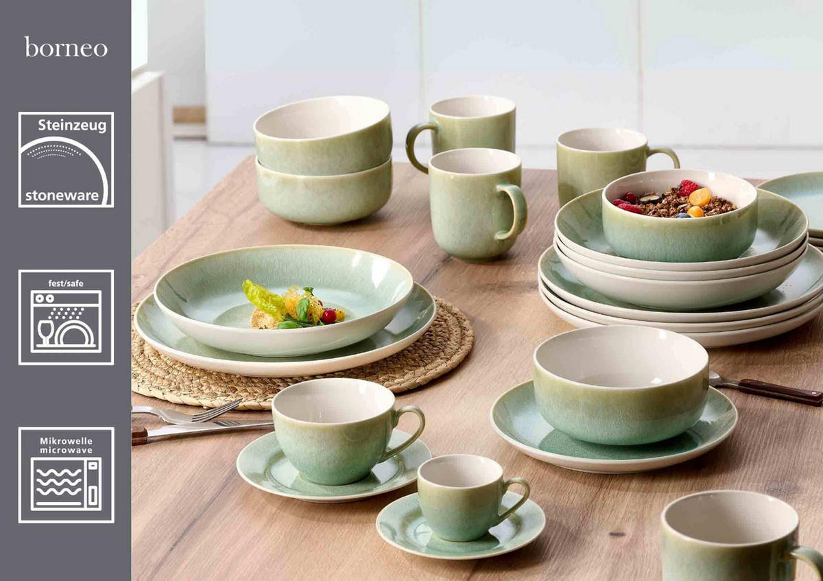 KOMBI-SET Borneo grün 20er Set - Grün, Keramik (1/1/1cm) - Ritzenhoff Breker