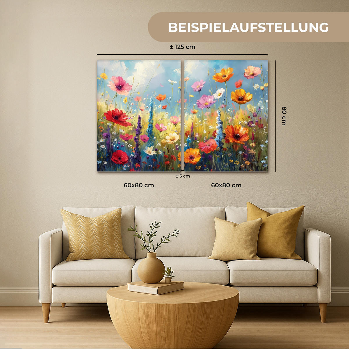 OBRAZ NA PLÁTNĚ 2dílná sada Květiny - Jaro - Barevné - Letní 100x70 cm - pomerančová, textil (100/70cm) - MuchoWow