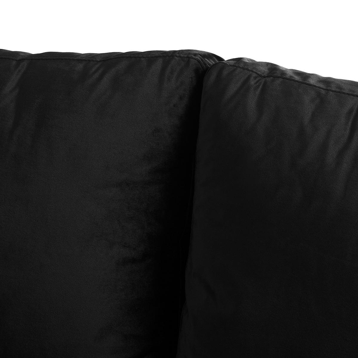 ECKSOFA - Samt - Dunkelbraun/Schwarz, Birkenholz/Textil (201/155cm) - home24