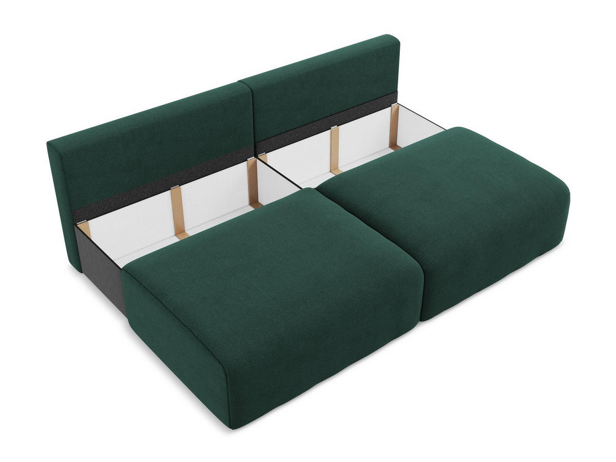 3-SITZER SOFA mit Schlaffunktion Strukturstoff Stoff Grün - Dunkelgrün/Schwarz, Kunststoff/Textil (216/79/102cm) - Makamii