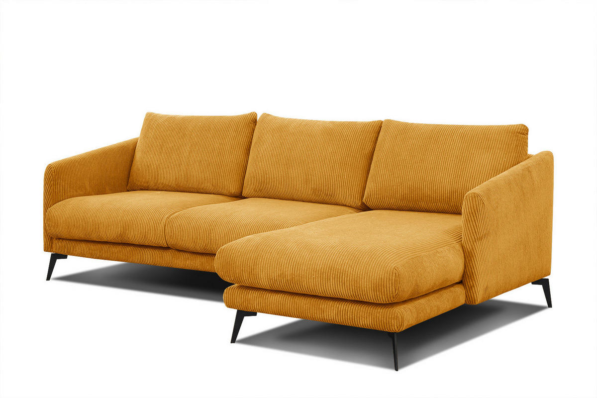 ECKSOFA VILT 4-Sitzer, honig - Schwarz/Honig, Holzwerkstoff/Textil (255/156cm) - Courtois Laville