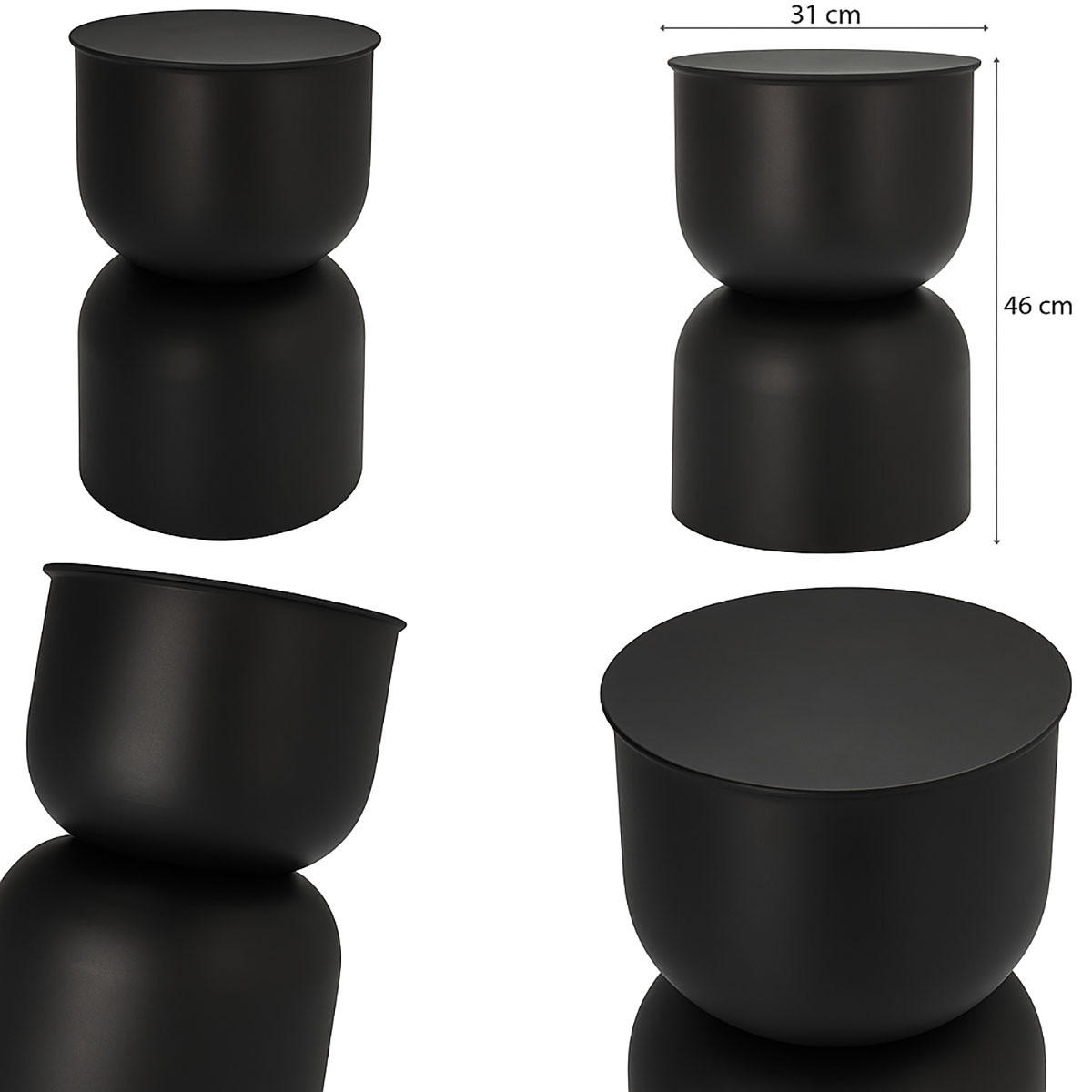 SÄULENTISCH matt Disa Schwarz 31/31/46 cm - Schwarz, Metall (31/31/46cm) - Home Styling Collection