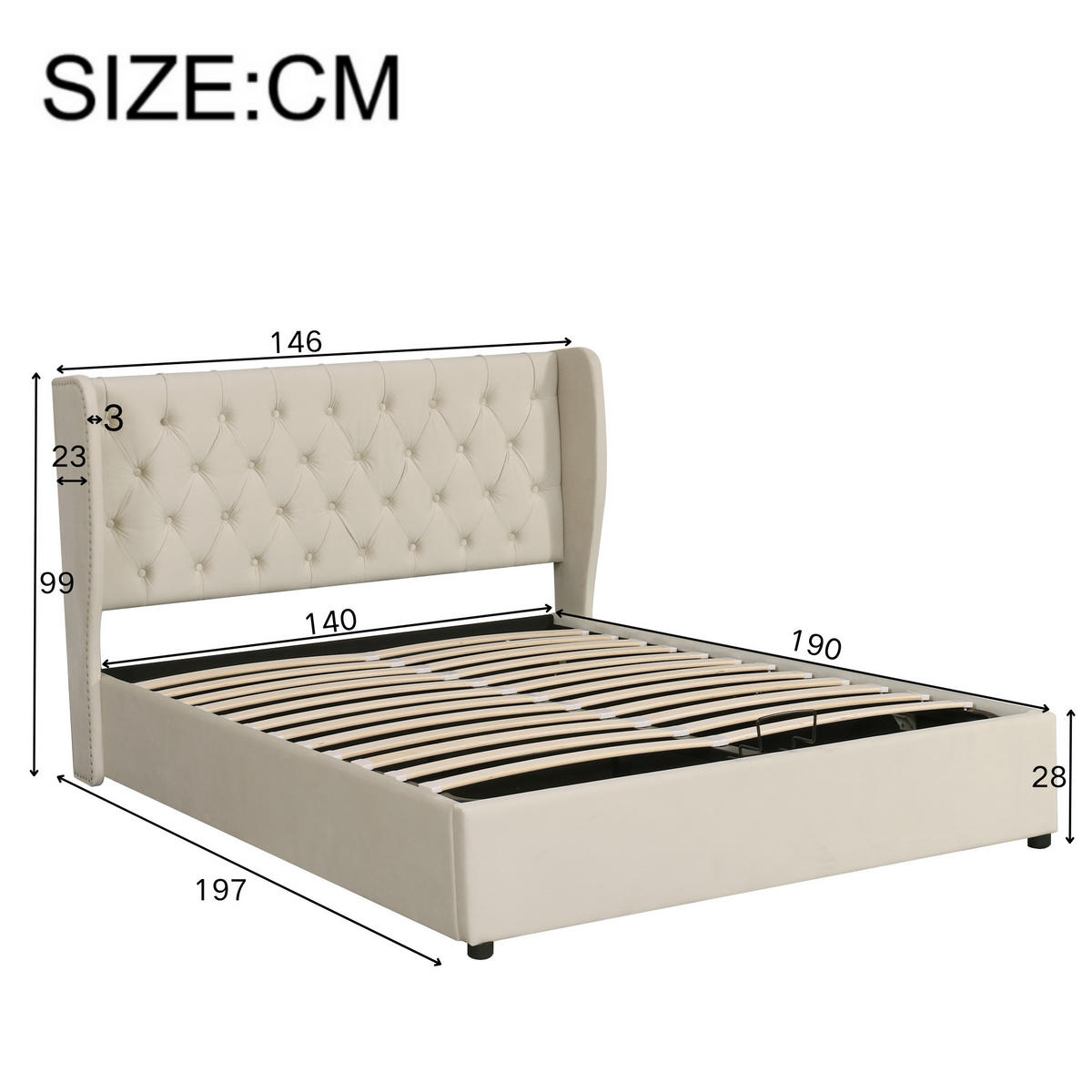 POLSTERBETT 180x200cm Beige Samt Mit Hydraulik & 3 Schubladen - Beige, Textil (180/200cm) - FLIEKS