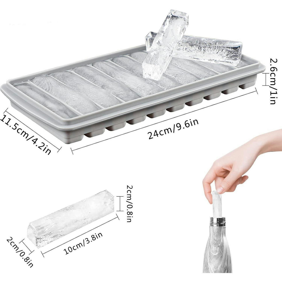 EISWÜRFELFORM 10 Fächer Silikon Mehrfarbig - Multicolor, Kunststoff (11.5/3/24cm)