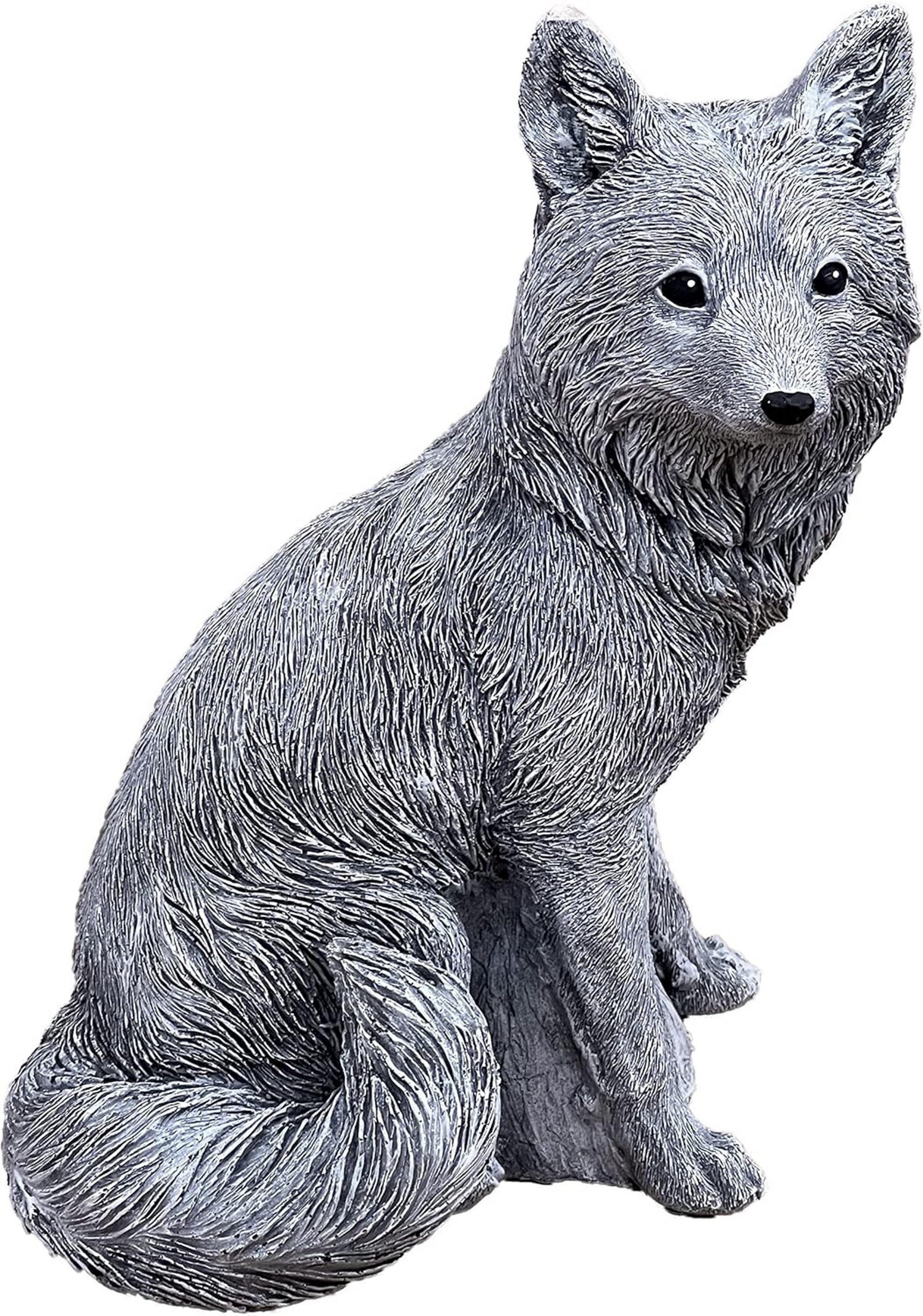 STEINFIGUR Rotfuchs Fuchs Vulpes frostfest Steinguss wetterfest - Grau, Stein (21/36/27cm) - stoneandstyle