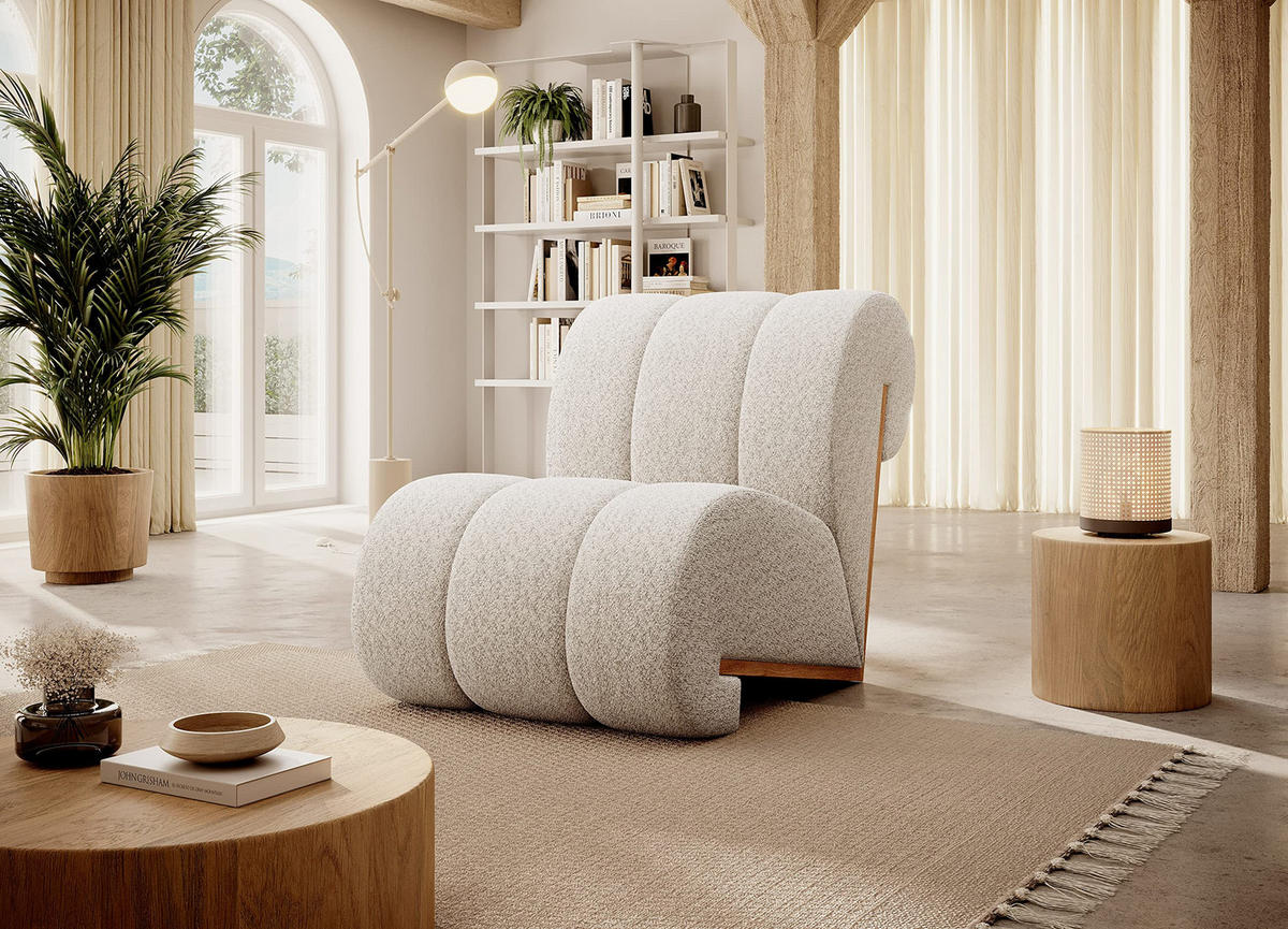 SESSEL CATCH ME Sessel, Bequeme Polsterung, 3D-Stoff, Hohe Festigkeit, Holzdetails, Farbe Grau - Schwarz/Grau, Holz/Textil (80/78/100cm) - DomoHome
