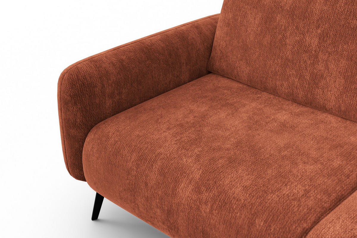 SOFA FEBE 3-Sitzer, rostroter Chenille-Stoff - Rostfarben/Schwarz, Holz/Textil (190/82/96cm) - Wozimo