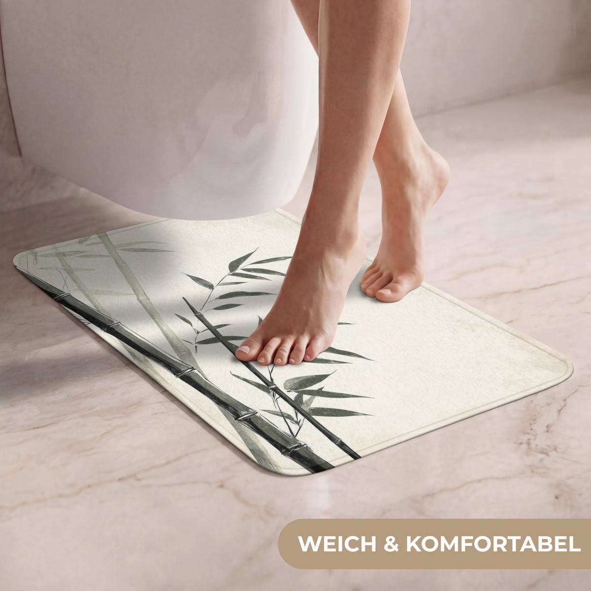 WC PŘEDLOŽKA Japandi - Bambus - béžová 40x60 cm - ecru, textil/plast (40/1cm) - OnlyWow