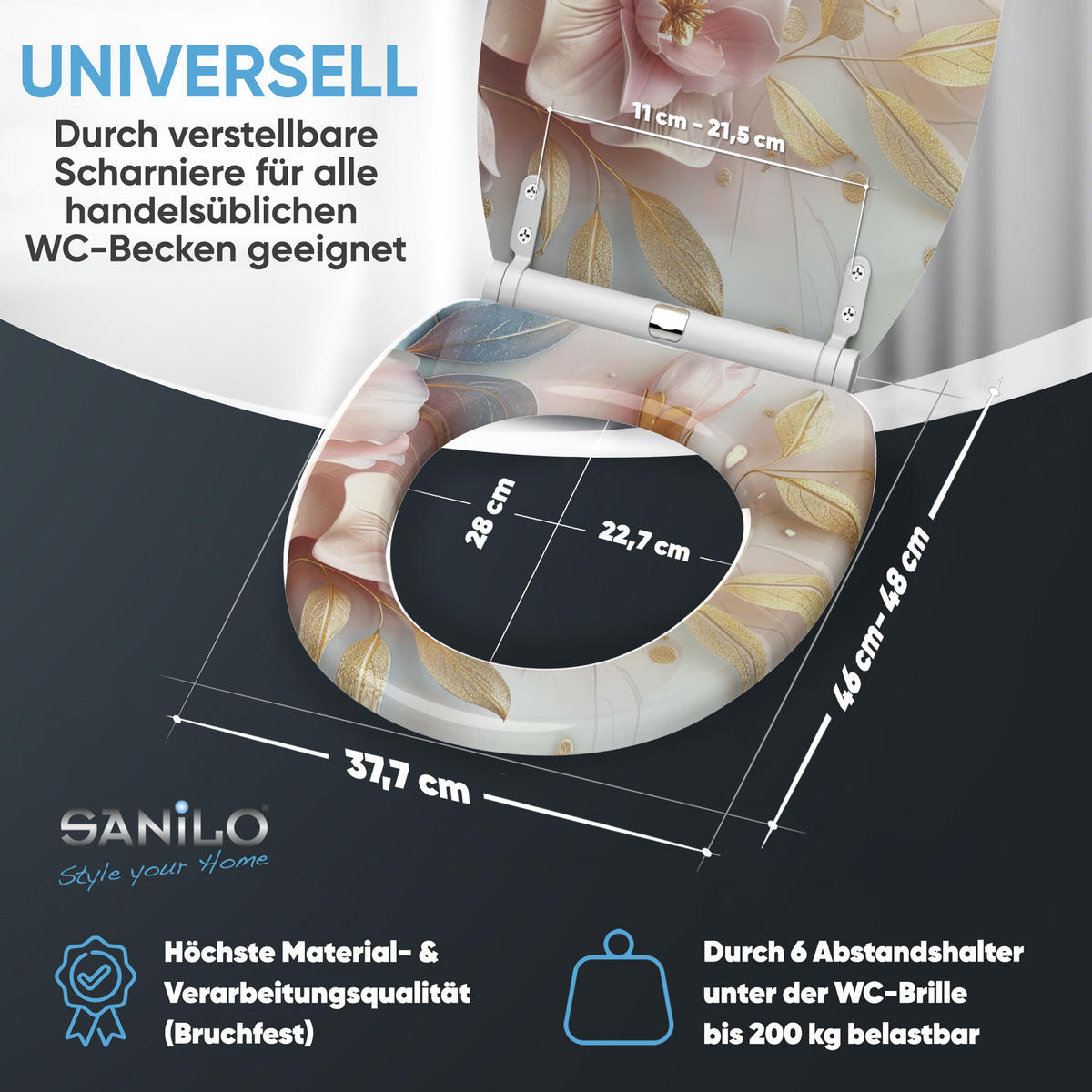 WC Sitz mit Absenkautomatik Florentia - Hellrosa, Holzwerkstoff (38/6/47cm) - Sanilo