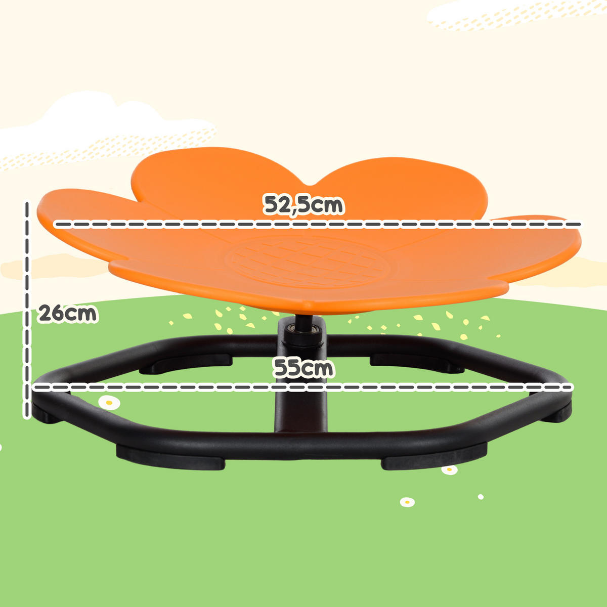 SENSORISCHER Kinderstuhl, Drehstuhl für Autismus, Sensorischer Balance Sitz - Schwarz/Orange, Kunststoff (55/26/55cm) - AIYAPLAY
