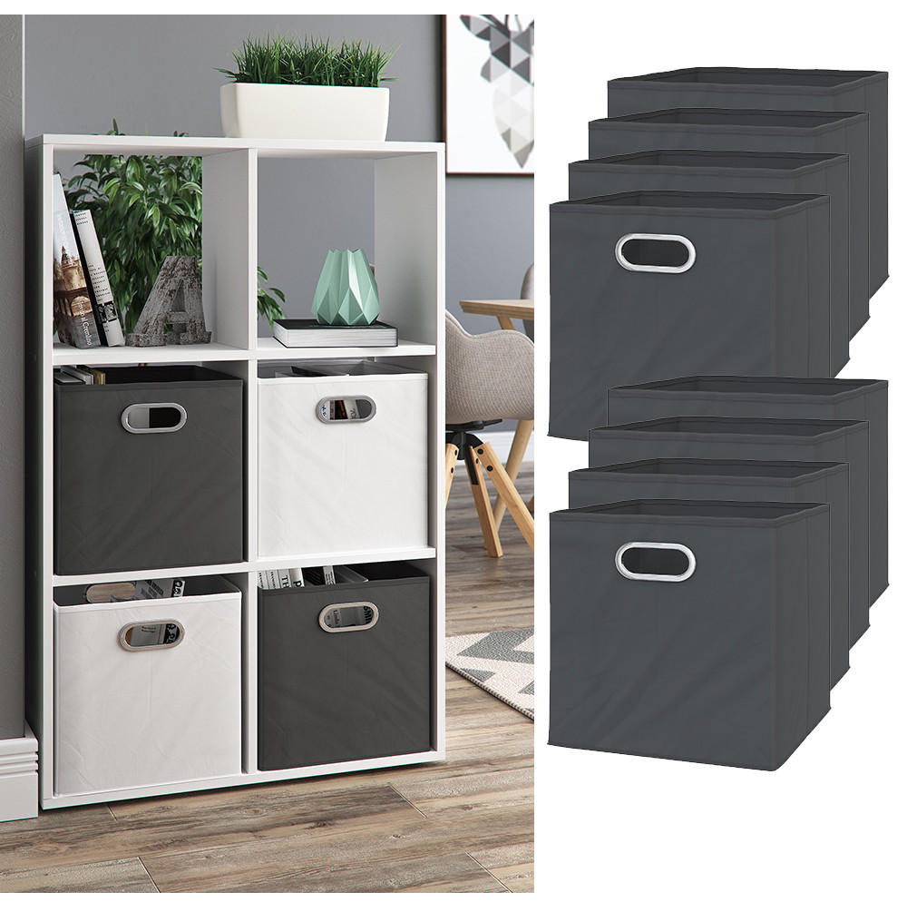 FALTBOX Anthrazit 30 x 30 cm 8er Set - Anthrazit, Wellpappe (30/30cm) - Vicco