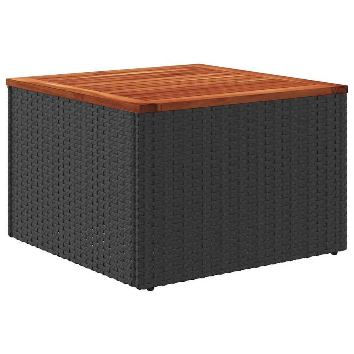 GARTENTISCH Schwarz 55/55/37 Cm Poly Rattan Und Akazienholz - Schwarz/Braun, Kunststoff (55/55/37cm) - vidaXL