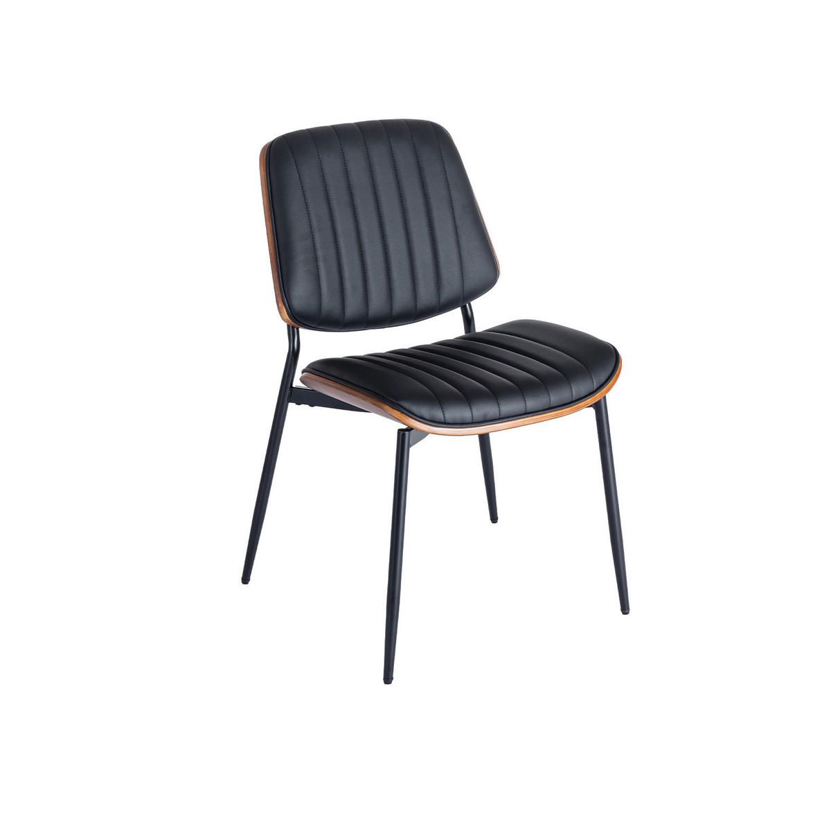 ESSZIMMERSTUHL 2er-Set Mid-Century PU-Leder Schwarz - Schwarz, Metall (48.3/83.3/57.4cm) - Meubliv