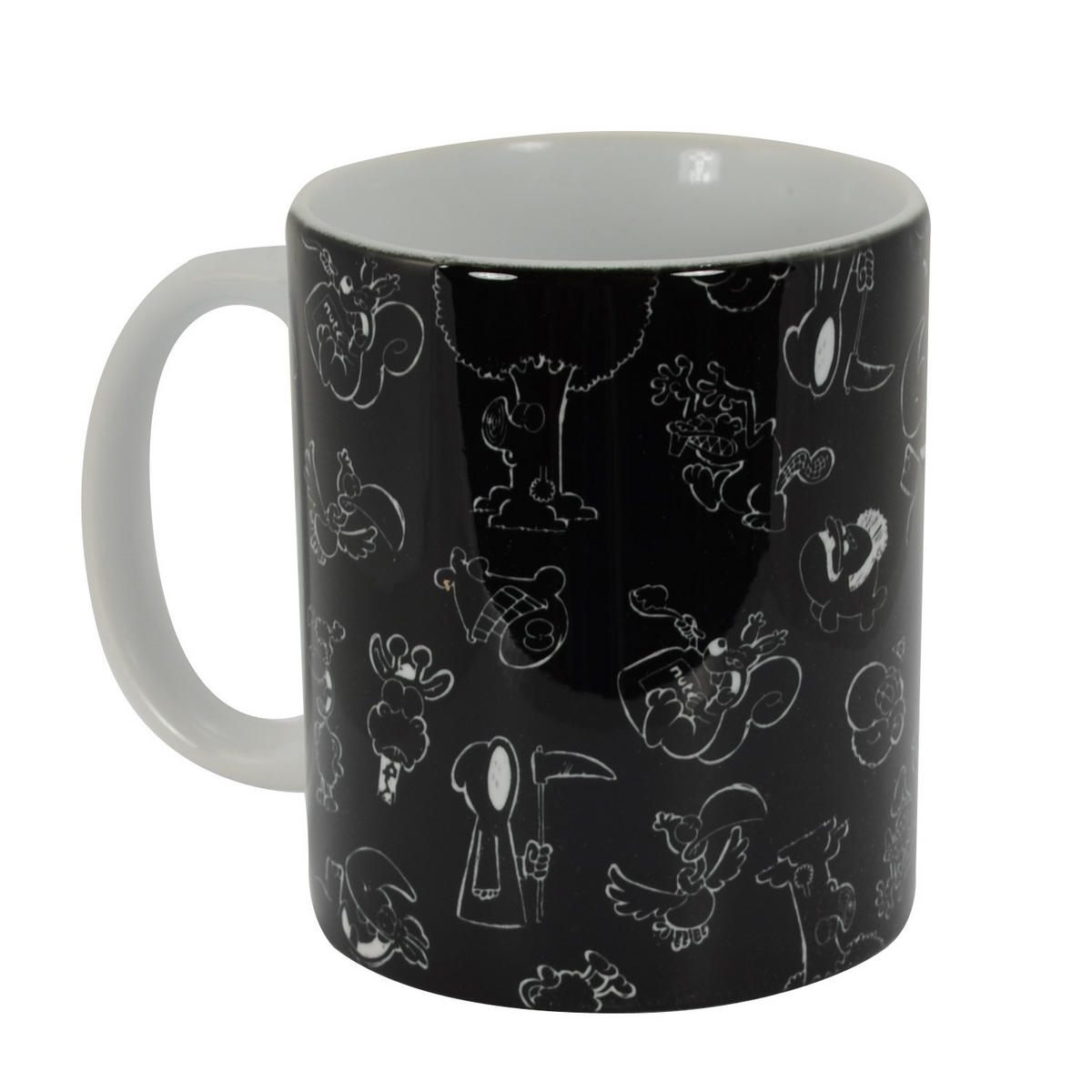 KAFFEEBECHER Ralph Ruthe Allover Print Wimmel Schwarz 320 ml - Schwarz, Keramik (0.32L) - United Labels