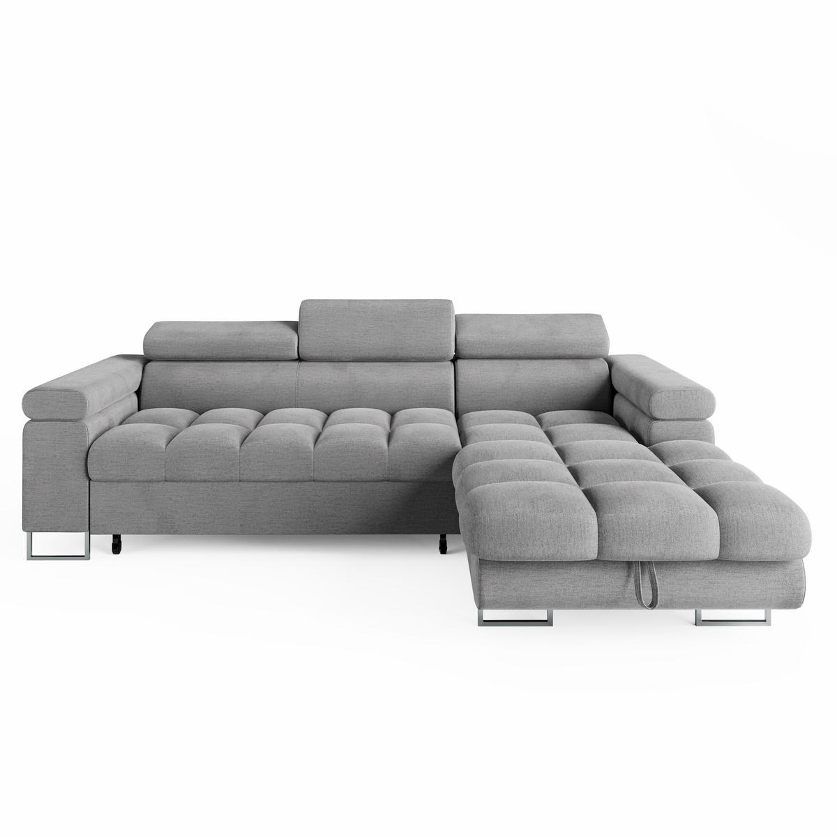 ECKSOFA CLOUD Rechts Hellrosa L-Form Velours-Stoff mit Schlaffunktion und Bettkasten - Chromfarben/Pink, Holz/Metall (175/235cm) - Barchello
