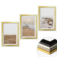 WANDBILDER 3er Set - 20x30 cm Goldrahmen - Strandwellen, Steine, Sommer - Goldfarben, Kunststoff (20/30cm) - ArtPrintCave